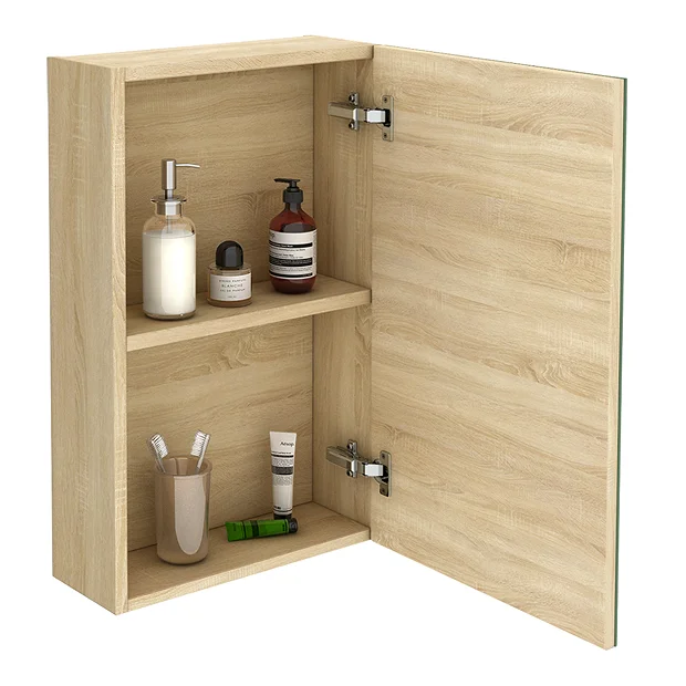 Klyn Bathroom Brooklyn 450mm Natural Oak Bathroom Mirror Unit 1 Klyn Bathroom Brooklyn 450mm Natural Oak Bathroom Mirror Unit