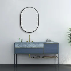 Arezzo Bulb 500 X 700mm Capsule Matt Black LED Illuminated Mirror With Motion Sensor + Anti-Fog -Default Template 3 bm100 d3