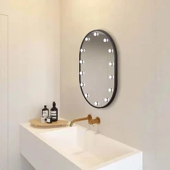 Arezzo Bulb 500 X 700mm Capsule Matt Black LED Illuminated Mirror With Motion Sensor + Anti-Fog -Default Template 3 bm100 d4