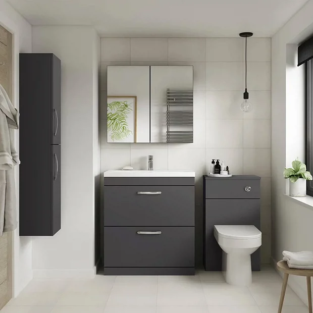 Klyn Bathroom Brooklyn 800mm Gloss Grey Bathroom Mirror Cabinet - 2 Door 3 Klyn Bathroom Brooklyn 800mm Gloss Grey Bathroom Mirror Cabinet - 2 Door - Image 3