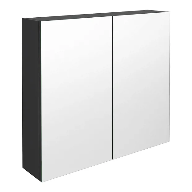 Klyn Bathroom Brooklyn 800mm Gloss Grey Bathroom Mirror Cabinet - 2 Door 2 Klyn Bathroom Brooklyn 800mm Gloss Grey Bathroom Mirror Cabinet - 2 Door - Image 2