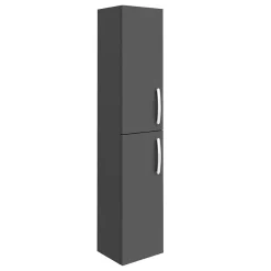 Alternative view of Klyn Bathroom Brooklyn Gloss Grey Wall Hung 2 Door Tall Storage Cabinet