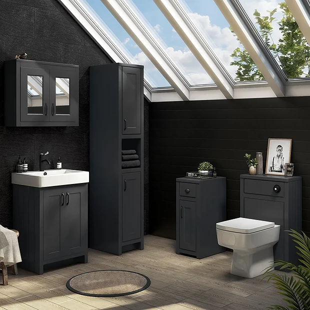 Chatsworth Graphite Cupboard Unit 300mm Wide X 435mm Deep With Matt Black Handles 1 Chatsworth Graphite Cupboard Unit 300mm Wide X 435mm Deep With Matt Black Handles