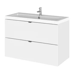 Alternative view of Hudson Reed Fusion 800mm Gloss White Full Depth Wall Hung 2-Drawer Unit & Basin