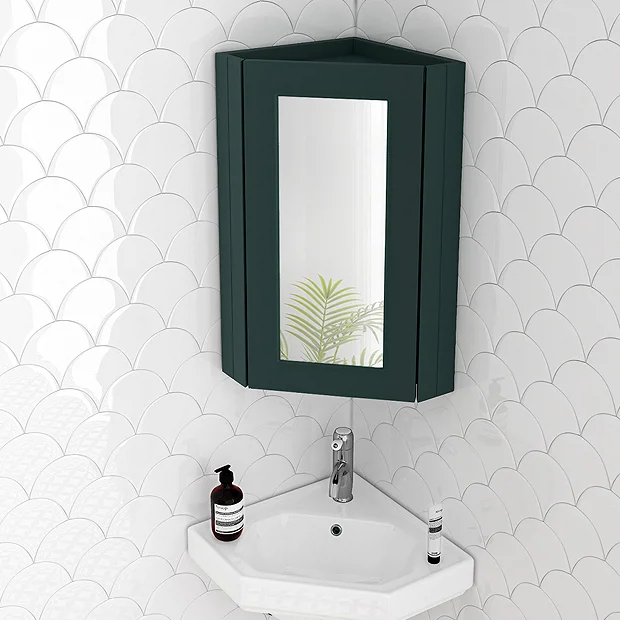 Chatsworth Corner Mirror Cabinet Green 2 Chatsworth Corner Mirror Cabinet Green - Image 2
