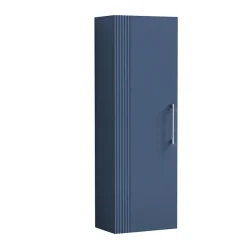 Roxbury Deco Fluted Blue Wall Hung Tall Storage Cabinet With Chrome Handle