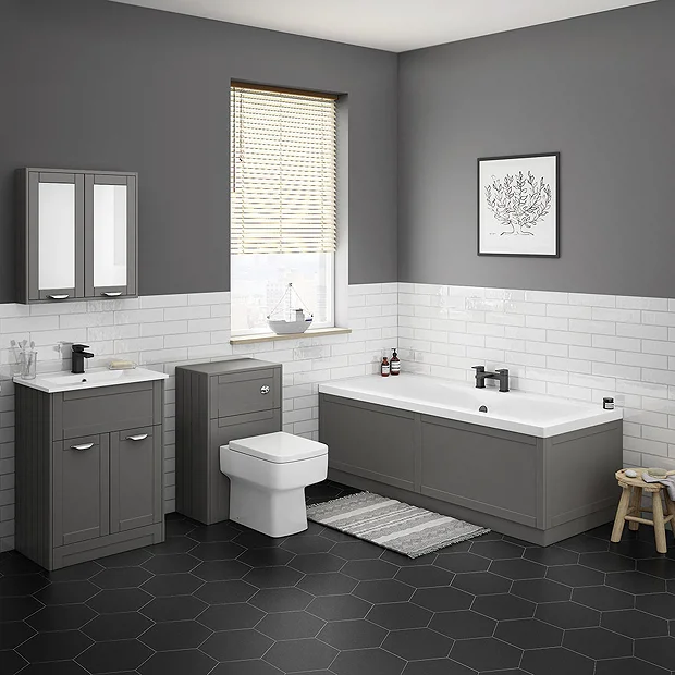 Keswick Grey 600mm Traditional Wall Hung 2 Door Mirror Cabinet 3 Keswick Grey 600mm Traditional Wall Hung 2 Door Mirror Cabinet - Image 3