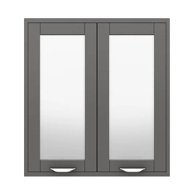 Keswick Grey 600mm Traditional Wall Hung 2 Door Mirror Cabinet 4 Keswick Grey 600mm Traditional Wall Hung 2 Door Mirror Cabinet - Image 4