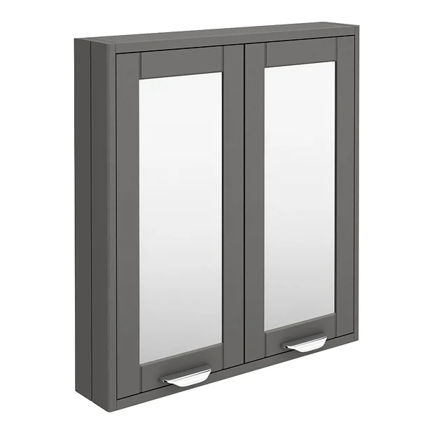 Keswick Grey 600mm Traditional Wall Hung 2 Door Mirror Cabinet 2 Keswick Grey 600mm Traditional Wall Hung 2 Door Mirror Cabinet - Image 2