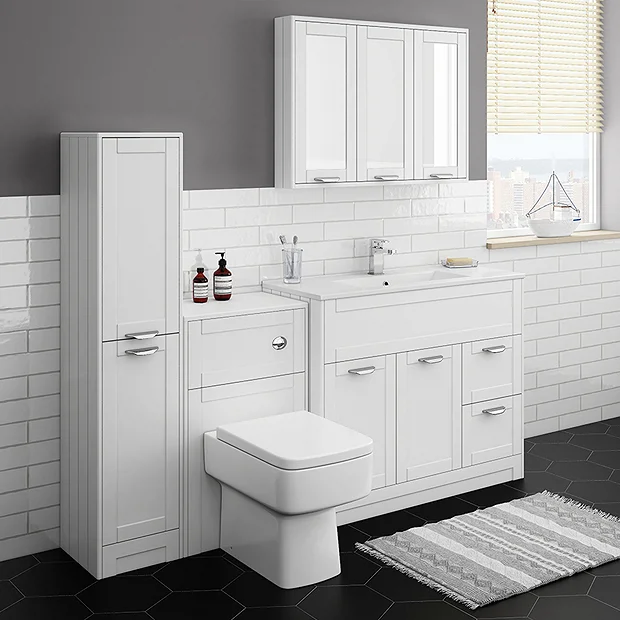 Keswick White 1400mm Traditional Floorstanding Tall Storage Unit 3 Keswick White 1400mm Traditional Floorstanding Tall Storage Unit - Image 3
