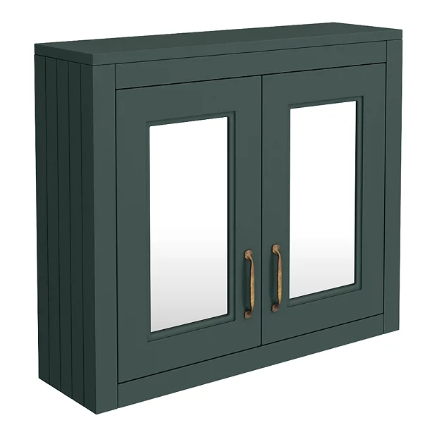 Chatsworth 690mm Green 2-Door Mirror Cabinet 1 Chatsworth 690mm Green 2-Door Mirror Cabinet