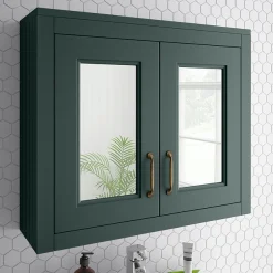 Alternative view of Chatsworth 690mm Green 2-Door Mirror Cabinet