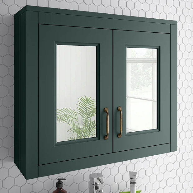 Chatsworth 690mm Green 2-Door Mirror Cabinet 2 Chatsworth 690mm Green 2-Door Mirror Cabinet - Image 2