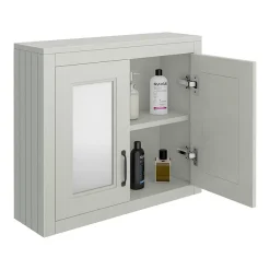 Chatsworth Grey 2-Door Mirror Cabinet - 690mm Wide With Matt Black Handles -Default Template 3 mcabgrymb d1