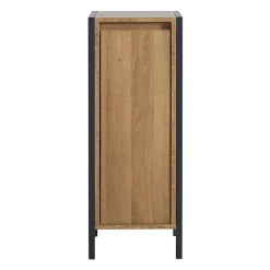 Milan Bathroom Milan Industrial Matt Black Framed 1-Door Bathroom Storage Unit - Wood Effect -Default Template 3 mil353md1
