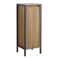Alternative view of Milan Bathroom Milan Industrial Matt Black Framed 1-Door Bathroom Storage Unit - Wood Effect