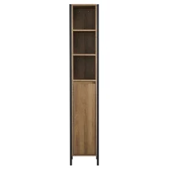 Milan Bathroom Milan Industrial Matt Black Framed Tall Bathroom Storage Unit - Wood Effect -Default Template 3 mil354md1
