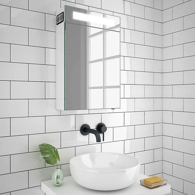 Toreno 400x600mm LED Illuminated Mirror Cabinet Inc. Bluetooth, Infrared Sensor & Shaving Port 1 Toreno 400x600mm LED Illuminated Mirror Cabinet Inc. Bluetooth, Infrared Sensor & Shaving Port