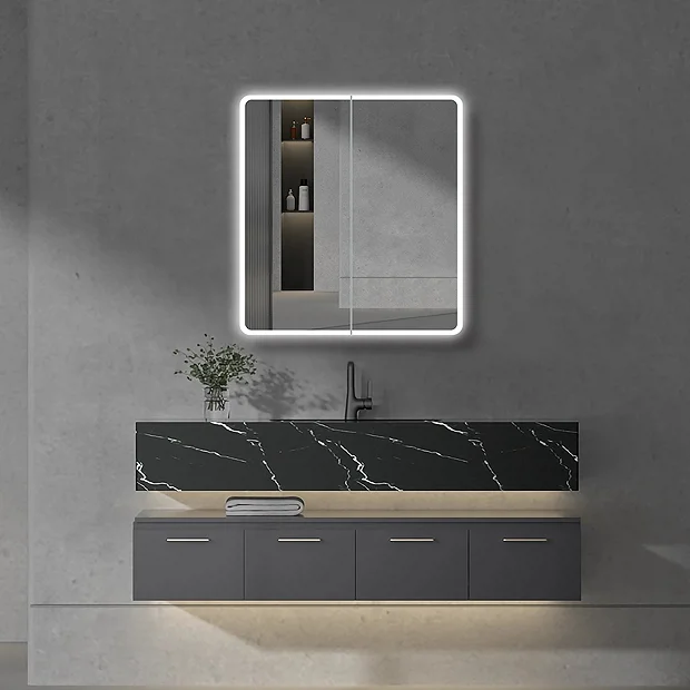 Toreno 700 X 650mm LED Illuminated 2-Door Mirror Cabinet With Motion Sensor, Shaving Socket & Anti-Fog 6 Toreno 700 X 650mm LED Illuminated 2-Door Mirror Cabinet With Motion Sensor, Shaving Socket & Anti-Fog - Image 6