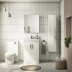 Klyn Bathroom Brooklyn Wall Hung 2 Door Tall Storage Cabinet - White Gloss