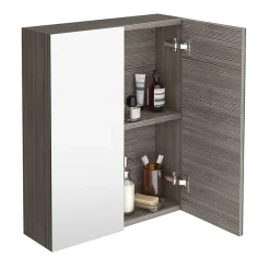 Klyn Bathroom Brooklyn 600mm Grey Avola Bathroom Mirror Cabinet - 2 Door -Default Template 3 mod523 d1