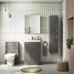 Klyn Bathroom Brooklyn Wall Hung 2 Door Tall Storage Cabinet - Grey Avola -Default Template 3 mod562 n d1