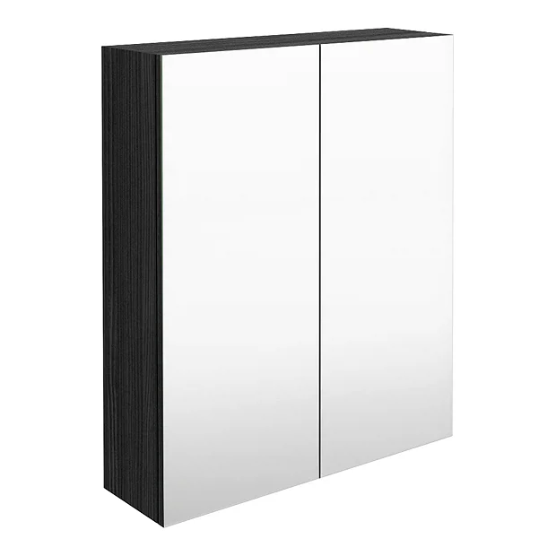 Klyn Bathroom Brooklyn 600mm Black Bathroom Mirror Cabinet - 2 Door 2 Klyn Bathroom Brooklyn 600mm Black Bathroom Mirror Cabinet - 2 Door - Image 2