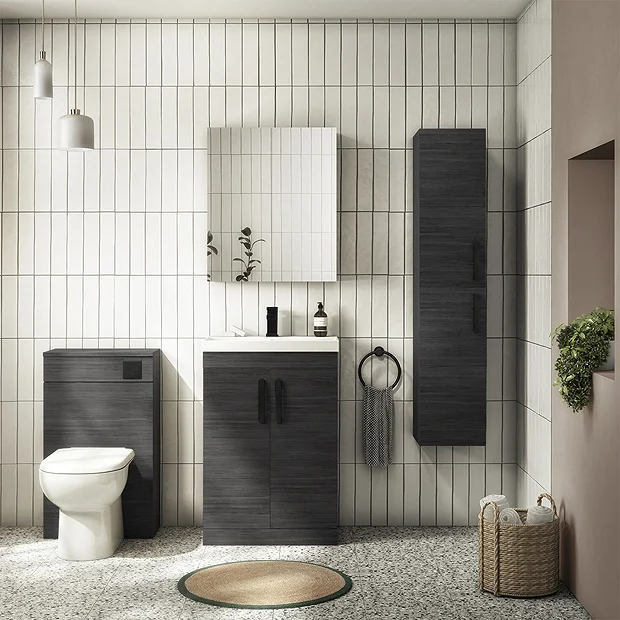 Klyn Bathroom Brooklyn Black Wall Hung Tall Storage Cabinet With Matt Black Handles 3 Klyn Bathroom Brooklyn Black Wall Hung Tall Storage Cabinet With Matt Black Handles - Image 3