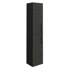 Alternative view of Klyn Bathroom Brooklyn Black Wall Hung Tall Storage Cabinet With Matt Black Handles