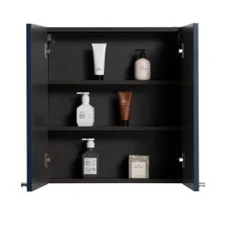 Victorian Plumbing Montrose 600mm Indigo Blue Mirrored Cabinet With Chrome Handles