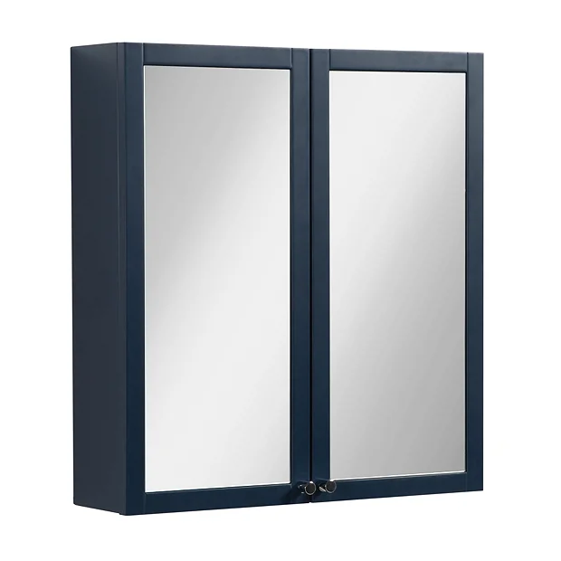 Victorian Plumbing Montrose 600mm Indigo Blue Mirrored Cabinet With Chrome Handles 2 Victorian Plumbing Montrose 600mm Indigo Blue Mirrored Cabinet With Chrome Handles - Image 2