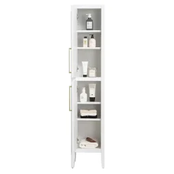 Victorian Plumbing Montrose White Tall Storage Unit With Brushed Brass Handles -Default Template 3 mtumwbb d1