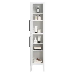 Victorian Plumbing Montrose White Tall Storage Unit With Matt Black Handles -Default Template 3 mtumwmb d1