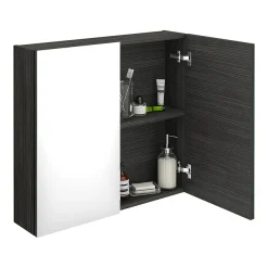 Klyn Bathroom Brooklyn 800mm Hacienda Black Bathroom Mirror Cabinet - 2 Door