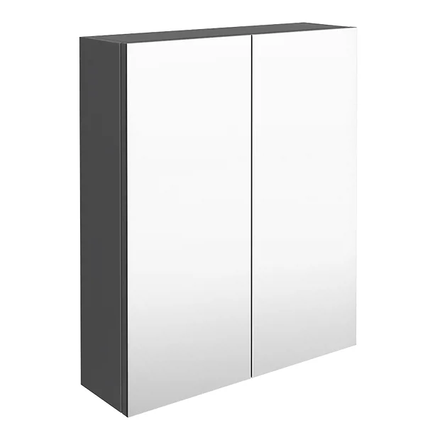 Hudson Reed 600mm Gloss Grey 50/50 Mirror Unit 2 Hudson Reed 600mm Gloss Grey 50/50 Mirror Unit - Image 2