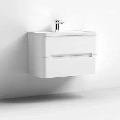 Nuie Elbe Satin White 800mm Wall Hung 2-Drawer Vanity Unit
