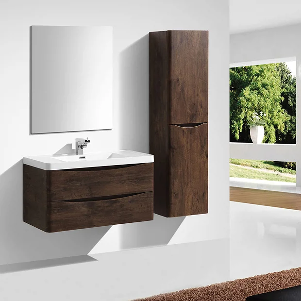 Monza Bathroom Monza Chestnut Tall Wall Hung Storage Unit - 1500mm High 3 Monza Bathroom Monza Chestnut Tall Wall Hung Storage Unit - 1500mm High - Image 3