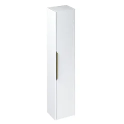 Alternative view of Itton Bathroom Britton Shoreditch Wall-Hung Tall Cabinet With Brass Handle - Matt White