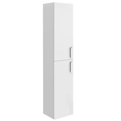 Toreno Wall Hung 2 Door Tall Storage Cabinet - High Gloss White