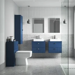 Venice Abstract Wall Hung Tall Storage Cabinet - Blue - With Chrome Square Drop Handle 6 Venice Abstract Wall Hung Tall Storage Cabinet - Blue - With Chrome Square Drop Handle -Default Template 3 vawhcbblu d2