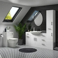 Venice 350x300mm Gloss White Tallboy Unit With Matt Black Handles -Default Template 3 vb163 d1