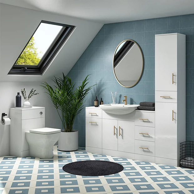 Venice 350x300mm Gloss White 3 Drawer Unit With Brushed Brass Handles 1 Venice 350x300mm Gloss White 3 Drawer Unit With Brushed Brass Handles