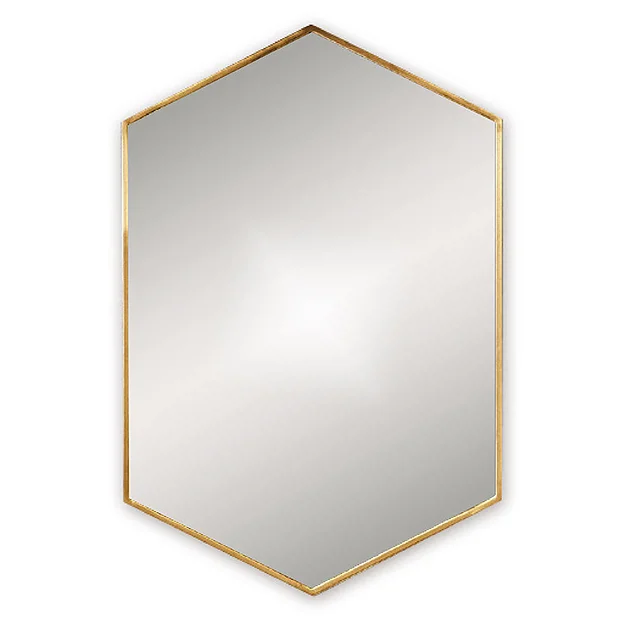 Venice Brushed Brass 500 X 750mm Hexagonal Mirror 2 Venice Brushed Brass 500 X 750mm Hexagonal Mirror - Image 2