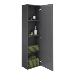 Victorian Plumbing Apollo2 400mm Gloss Grey Tall Wall Hung Unit W. Matt Black Handle