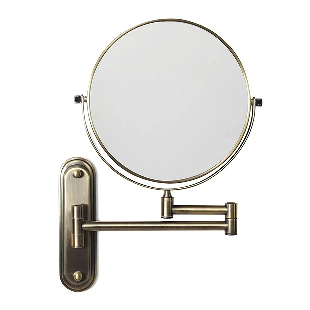 Venice Antique Brass 5x Magnifying Cosmetic Mirror With Curved Wall Plate 2 Venice Antique Brass 5x Magnifying Cosmetic Mirror With Curved Wall Plate - Image 2