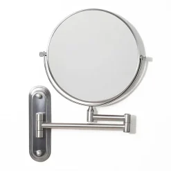 Alternative view of Venice Brushed Nickel 5x Magnifying Cosmetic Mirror With Curved Wall Plate