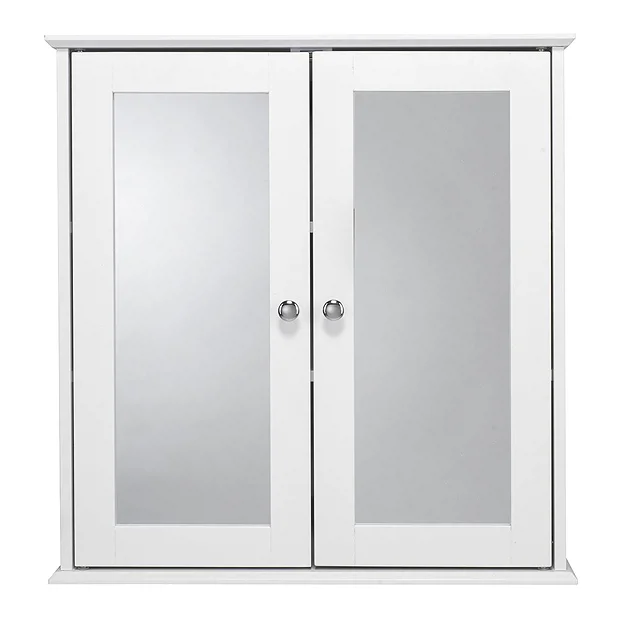 Croydex Ashby White Wooden Double Door Mirror Cabinet With FlexiFix 3 Croydex Ashby White Wooden Double Door Mirror Cabinet With FlexiFix - Image 3