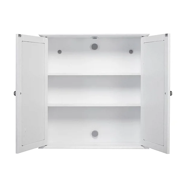Croydex Ashby White Wooden Double Door Mirror Cabinet With FlexiFix 1 Croydex Ashby White Wooden Double Door Mirror Cabinet With FlexiFix