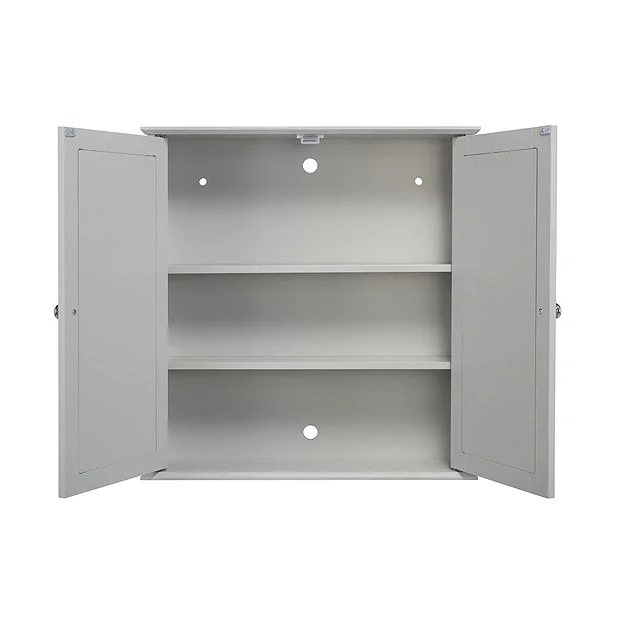 Croydex Ashby Grey Wooden Double Door Mirror Cabinet With FlexiFix 1 Croydex Ashby Grey Wooden Double Door Mirror Cabinet With FlexiFix