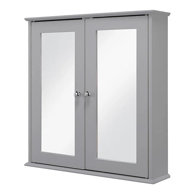Croydex Ashby Grey Wooden Double Door Mirror Cabinet With FlexiFix 2 Croydex Ashby Grey Wooden Double Door Mirror Cabinet With FlexiFix - Image 2